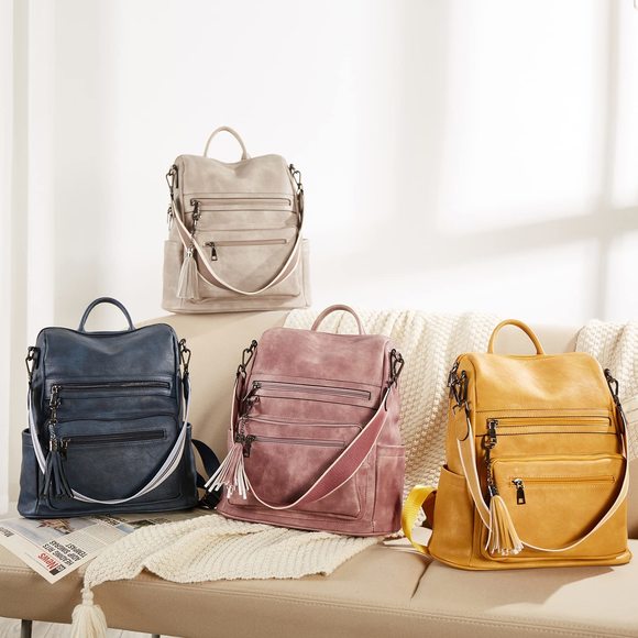 Backpack Purses Convertible Bookbag Purse Fashion Leather Travel O_O main image 4